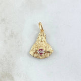 Dije Sagrado Corazón De Jesús 2.95gr / 2.6cm / Circon Fucsia Oro Amarillo 18K