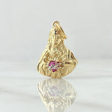 Dije Sagrado Corazón De Jesús 3.15gr / 2.6cm / Circon Fucsia Oro Amarillo 18K