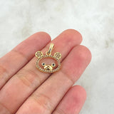 Dije Oso De Peluche Silueta 1.65gr / 2cm / Circones Lila Negros Oro Amarillo 18K