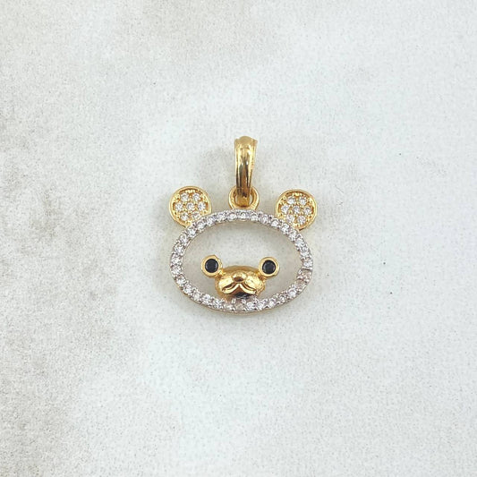 Dije Oso De Peluche Silueta 1.6gr / 2cm / Circones Blancos Negros Oro Amarillo 18K