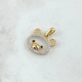 Dije Oso De Peluche Silueta 1.6gr / 2cm / Circones Blancos Negros Oro Amarillo 18K