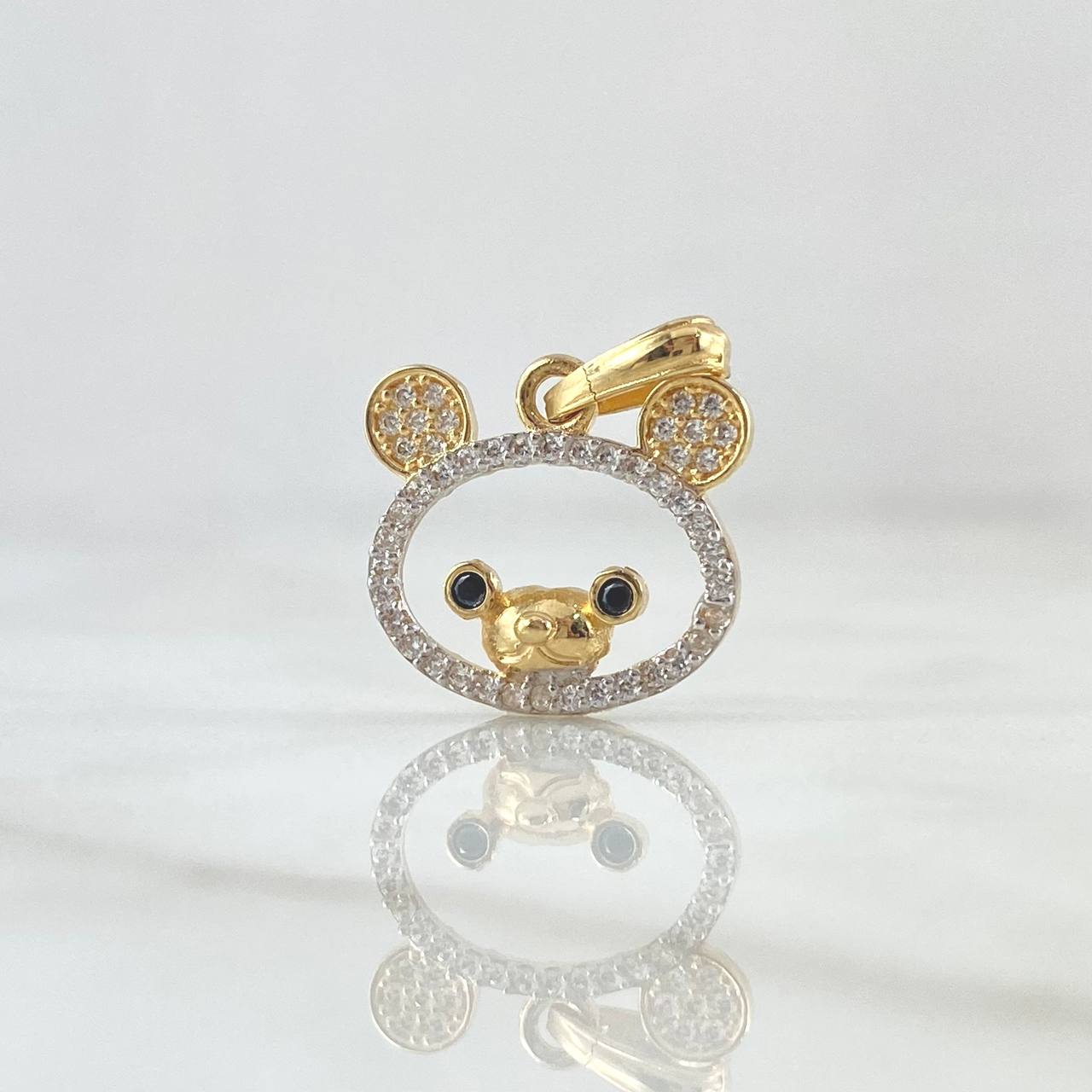 Dije Oso De Peluche Silueta 1.6gr / 2cm / Circones Blancos Negros Oro Amarillo 18K