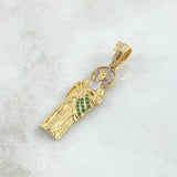 Dije San Judas 4.25gr / 4cm / Circones Blancos Verdes Dos Oros Amarillo Blanco 18K ©