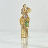 Dije San Judas 4.25gr / 4cm / Circones Blancos Verdes Dos Oros Amarillo Blanco 18K ©