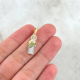 Dije San Judas 1.9gr / 2.7cm / Circones Blancos Verdes Dos Oros Amarillo Blanco 18K ©