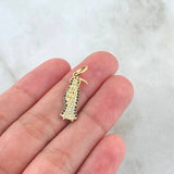 Dije Santa Muerte 1.3gr / 2.6cm / Circones Blancos Negros Oro Amarillo 18K *