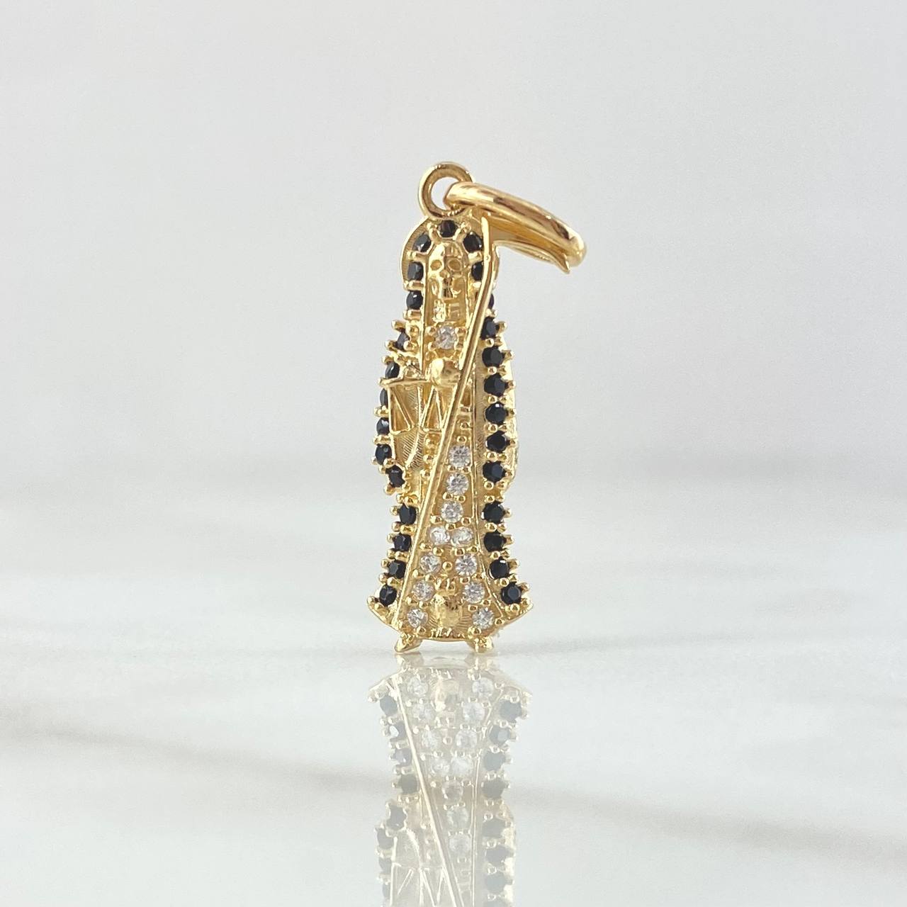 Dije Santa Muerte 1.3gr / 2.6cm / Circones Blancos Negros Oro Amarillo 18K *