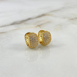 Candongas Circular Flores 5.9gr / 1.3cm / Circones Blancos Oro Amarillo ©