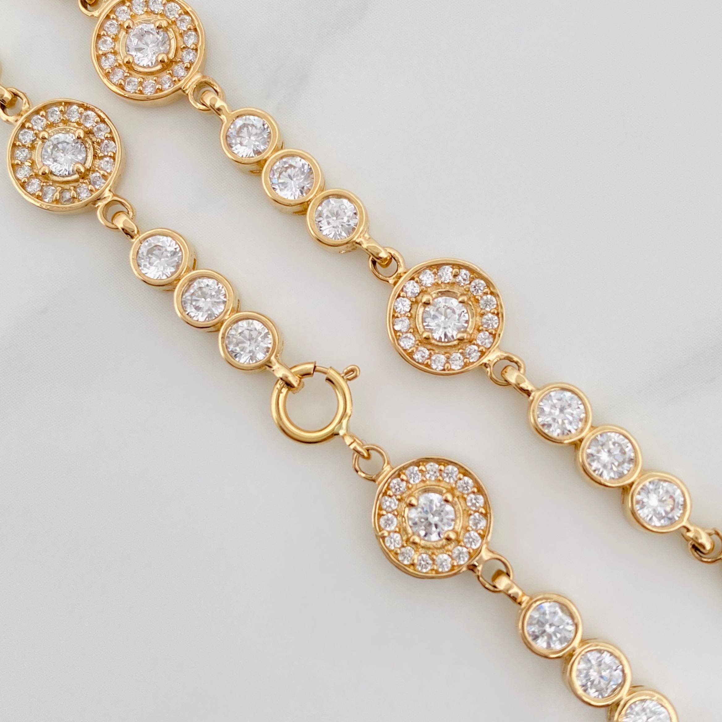 Pulso Tennis Halo Circulo 11.4 g / 20.3 cm / 4.21 mm Oro Amarillo 18K