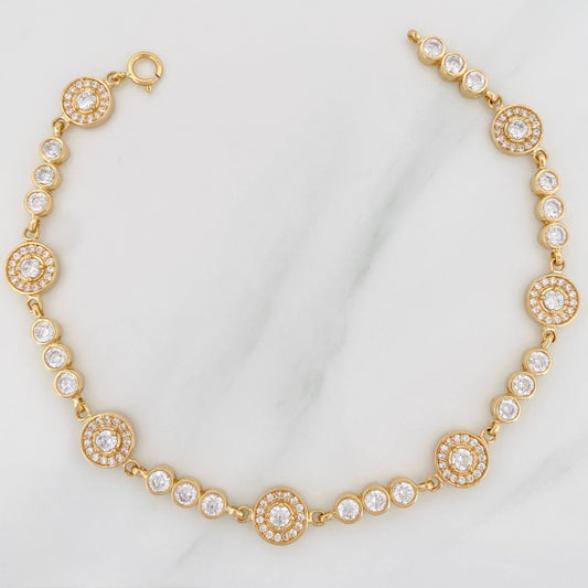 Pulso Tennis Halo Circulo 11.4 g / 20.3 cm / 4.21 mm Oro Amarillo 18K