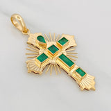 Dije Cruz plana esmeralda 1.44 pts Esmeraldas 6pts 4.1g / 4.05cm Oro Amarillo 18K