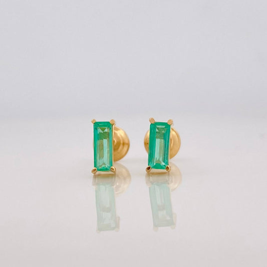 Topos Rectangular esmeralda 0.42 pts Esmeralda 1pts 0.9g / 2.78mm Oro Amarillo 18K