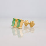 Topos Rectangular esmeralda 0.42 pts Esmeralda 1pts 0.9g / 2.78mm Oro Amarillo 18K