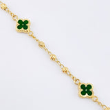 Pulso Militar Treboles Flores Verdes 3.45gr / 19cm / 8.2mm Oro Amarillo Nac.Esp. 18K