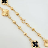 Pulso Militar Treboles Flores Negras-Diamantadas 3.5gr / 19cm / 8.2mm Oro Amarillo Nac.Esp. 18K *