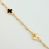 Pulso Militar Treboles Flores Negras-Diamantadas 3.5gr / 19cm / 8.2mm Oro Amarillo Nac.Esp. 18K *