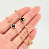Pulso Militar Treboles Flores Negras-Diamantadas 3.5gr / 19cm / 8.2mm Oro Amarillo Nac.Esp. 18K *