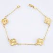Pulso Aro seguido Treboles Flores Diamantadas 3.05gr / 18.5cm / 10mm Oro Amarillo Nac.Esp. 18K *