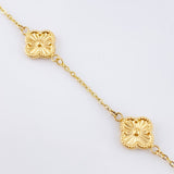 Pulso Aro seguido Treboles Flores Diamantadas 3.05gr / 18.5cm / 10mm Oro Amarillo Nac.Esp. 18K *