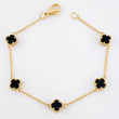 Pulso Espiga Trebol Onix Negro 4.55gr / 18.5cm / 7.6mm Oro Amarillo Nac.Esp. 18K *