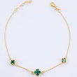 Pulso Aro seguido Trebol Malaquita Verde 2.45gr / 20cm-22.5cm / 7mm-5mm Oro Amarillo 18K