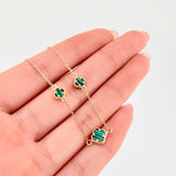Pulso Aro seguido Trebol Malaquita Verde 2.45gr / 20cm-22.5cm / 7mm-5mm Oro Amarillo 18K