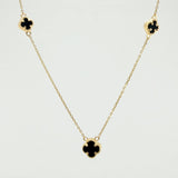Cadena Aro seguido Trebol Onix Negro 3gr / 42.5cm-45.5cm / 7.5mm Oro Amarillo Nac.Esp. 18K