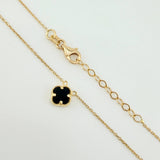 Cadena Aro seguido Trebol Onix Negro 3gr / 42.5cm-45.5cm / 7.5mm Oro Amarillo Nac.Esp. 18K