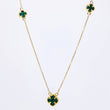 Cadena Aro seguido Trebol Malaquita Verde 3.05gr / 44cm-47cm / 7.5mm Oro Amarillo Nac.Esp. 18K