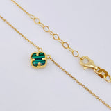 Cadena Aro seguido Trebol Malaquita Verde 3.05gr / 44cm-47cm / 7.5mm Oro Amarillo Nac.Esp. 18K