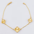Pulso Aro seguido Treboles Flores Diamantadas 2.85gr / 19cm / 12mm-10mm Oro Amarillo Nac.Esp. 18K