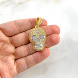 Dije Calavera 8.15gr / 3.8cm / Circones Blancos Dos Oros Amarillo Blanco ©
