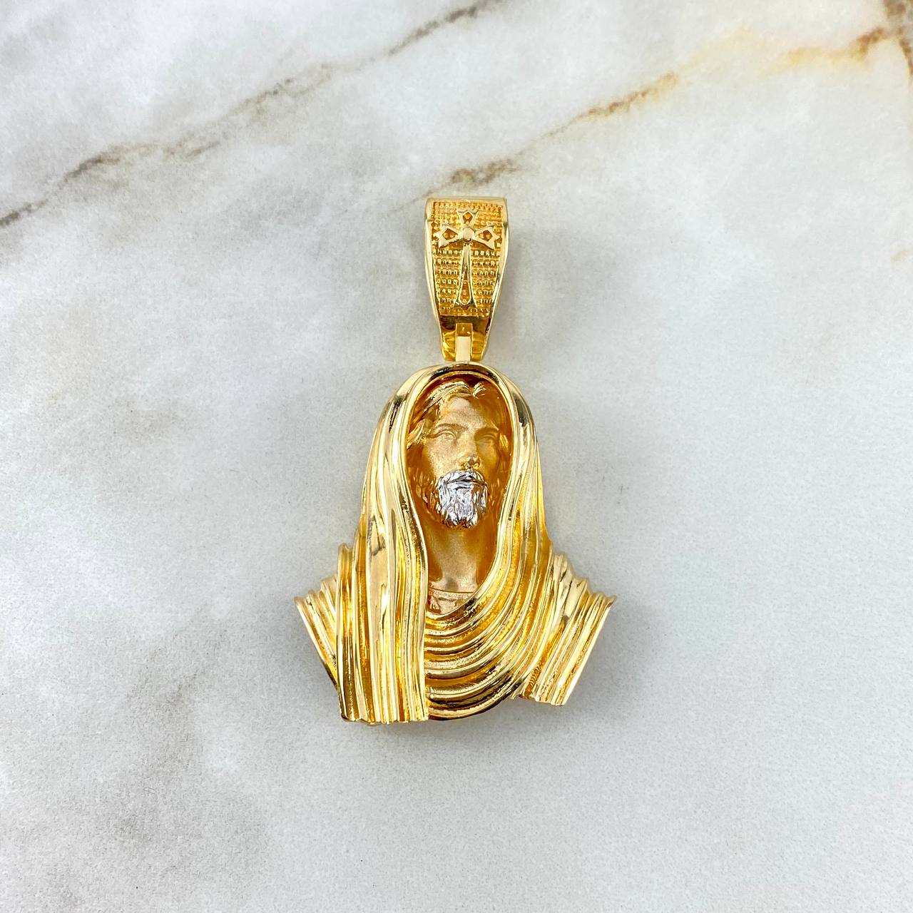 Dije Cristo 21.55gr / 5cm / Dos Oros Amarillo Blanco ©
