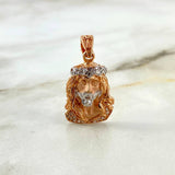 Dije Rostro de Cristo 5.6gr / 3.3cm / Circones Blancos Dos Oros Blanco Rosa ©