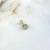 Dije Halo Piedra 1.7gr / 1.6cm / Circones Celeste Blancos Oro Amarillo ©