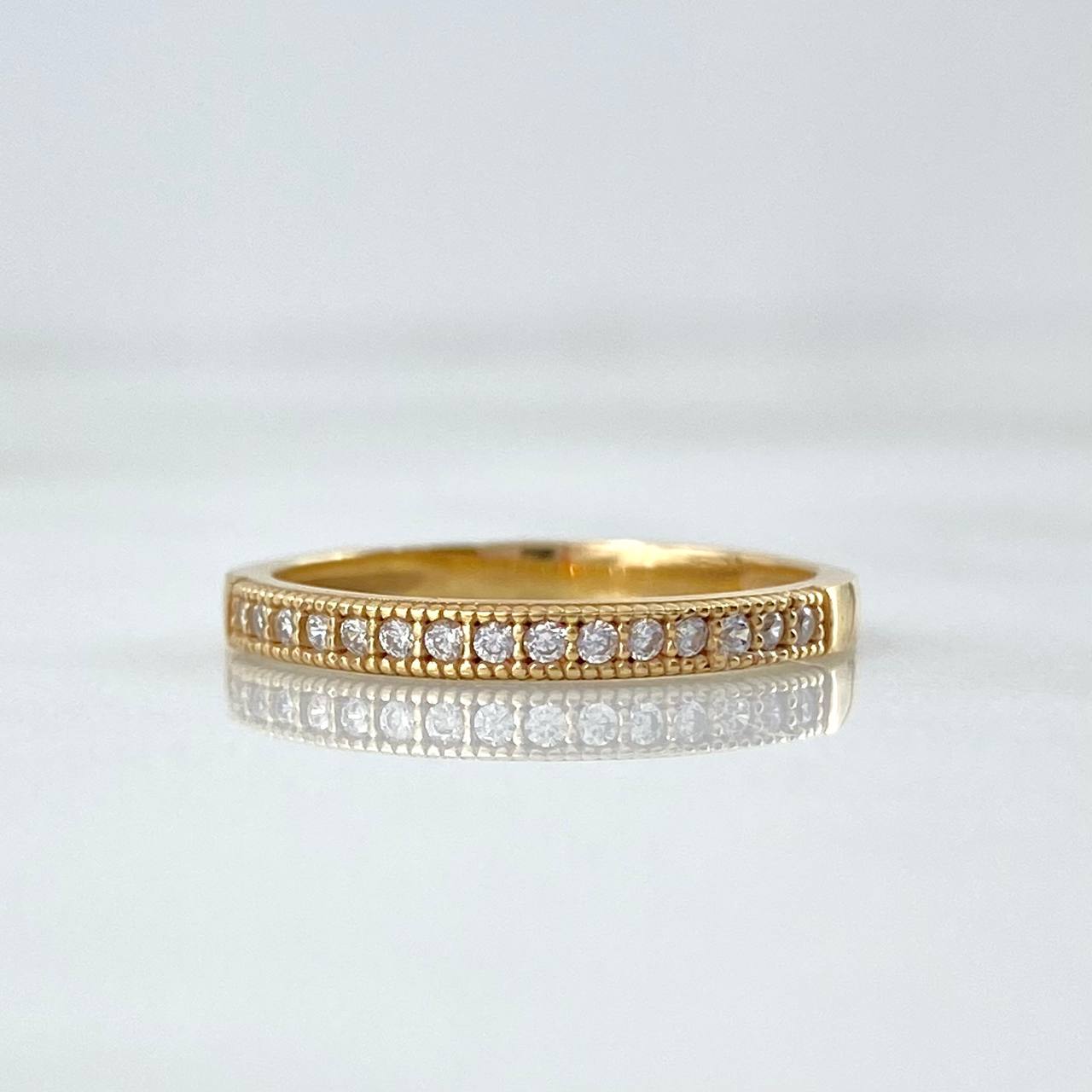 Anillo Churumbela Cuadros 2.25gr / T6 1/2 / Circones Blancos Oro Amarillo ©