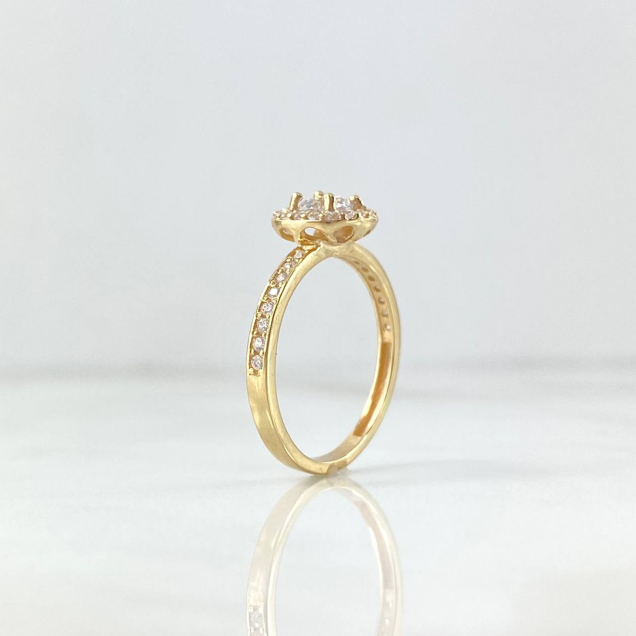 Anillo Solitario Halo Tupido 3gr / T8 / Circones Blancos Oro Amarillo ©