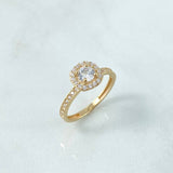 Anillo Solitario Halo Tupido 3gr / T8 / Circones Blancos Oro Amarillo ©