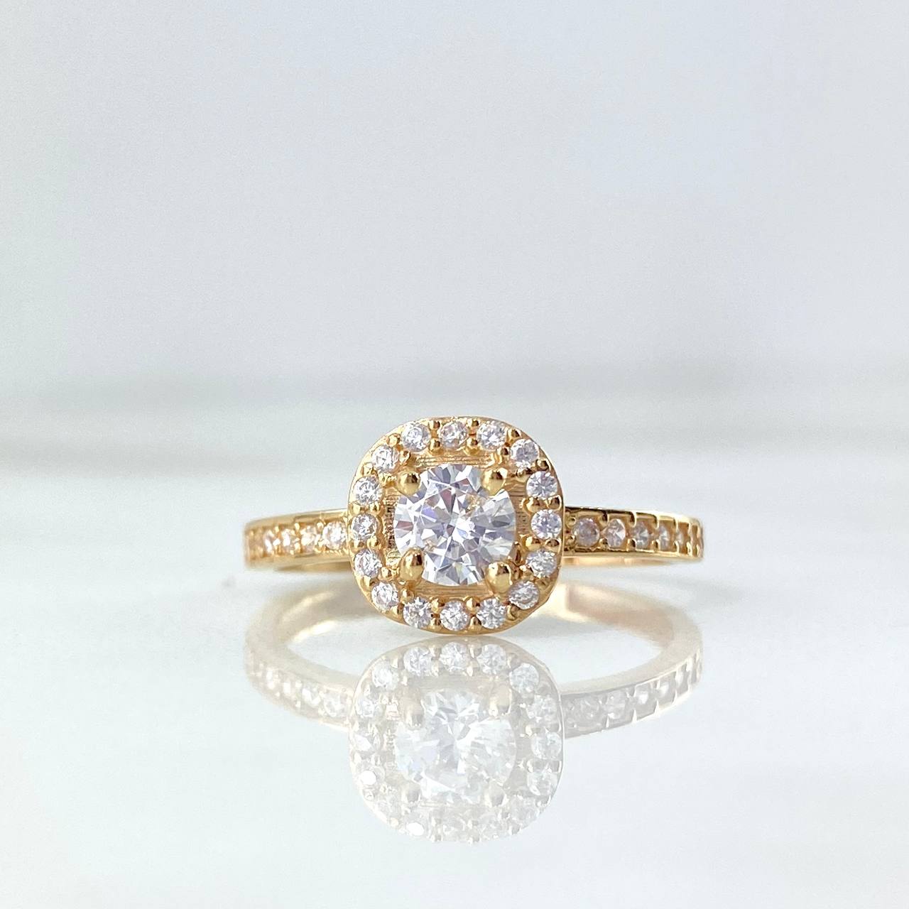 Anillo Solitario Halo Tupido 3gr / T8 / Circones Blancos Oro Amarillo ©