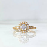 Anillo Solitario Halo Tupido 3gr / T8 / Circones Blancos Oro Amarillo ©