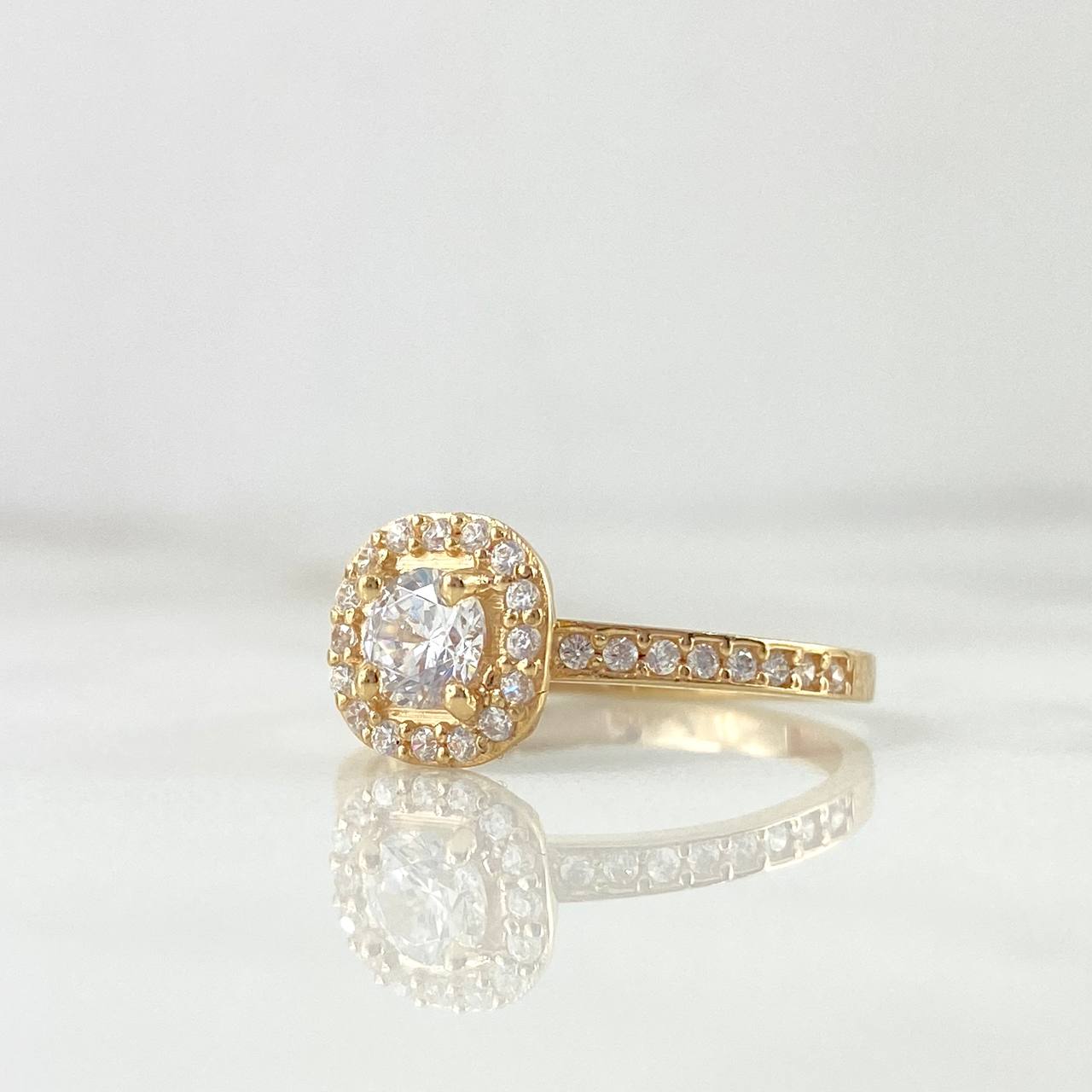 Anillo Solitario Halo Tupido 3gr / T8 / Circones Blancos Oro Amarillo ©