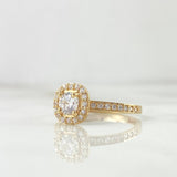 Anillo Solitario Halo Tupido 3gr / T8 / Circones Blancos Oro Amarillo ©