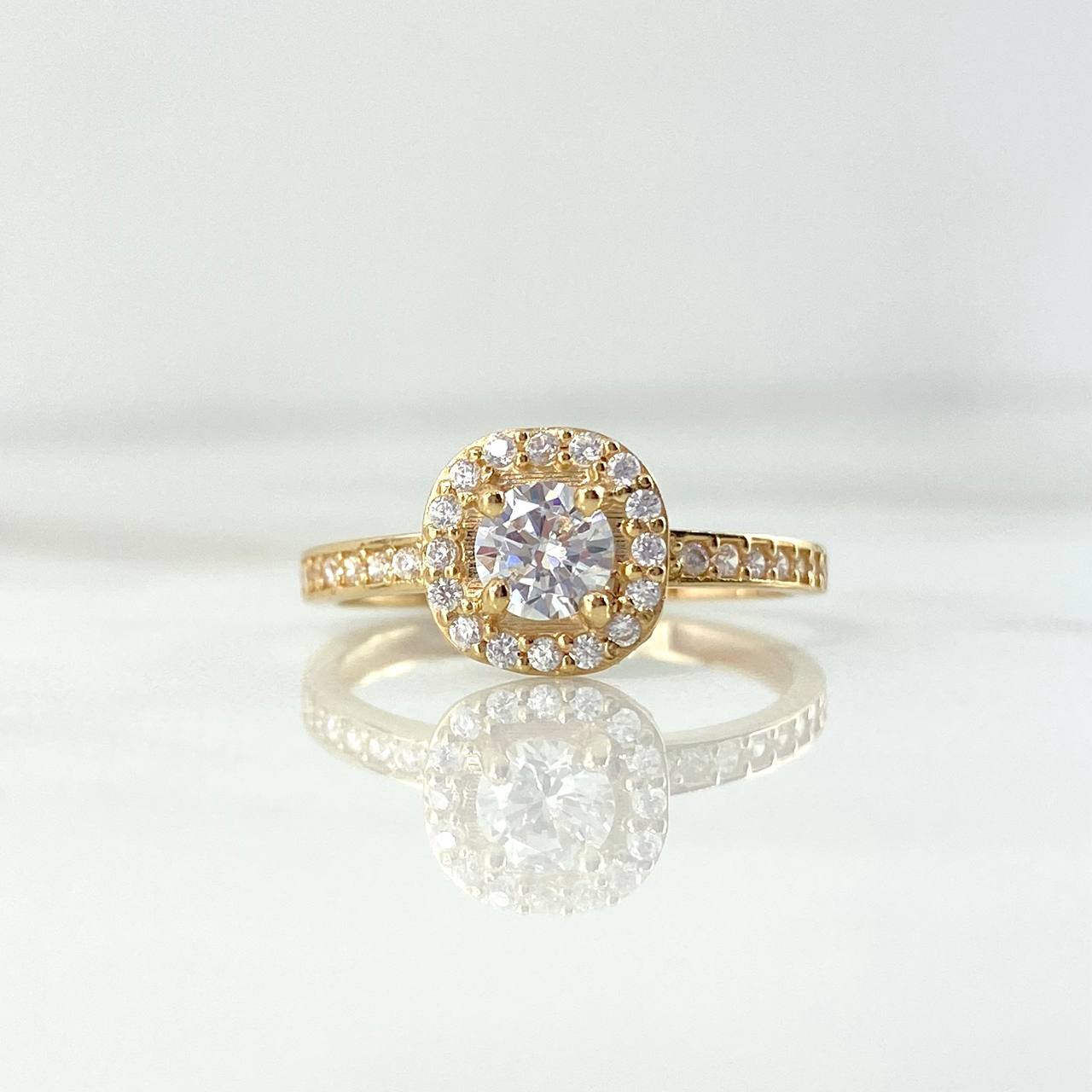 Anillo Solitario Halo Tupido 3gr / T8 / Circones Blancos Oro Amarillo ©
