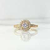 Anillo Solitario Halo Tupido 3gr / T8 / Circones Blancos Oro Amarillo ©