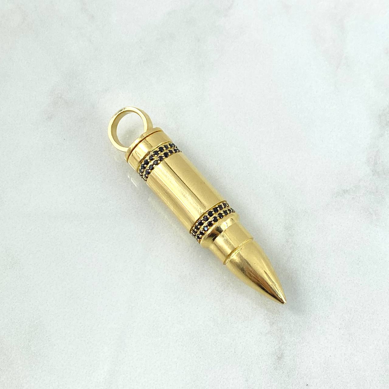 Dije Bala 19gr / 5.7cm / Circones Negros Oro Amarillo *