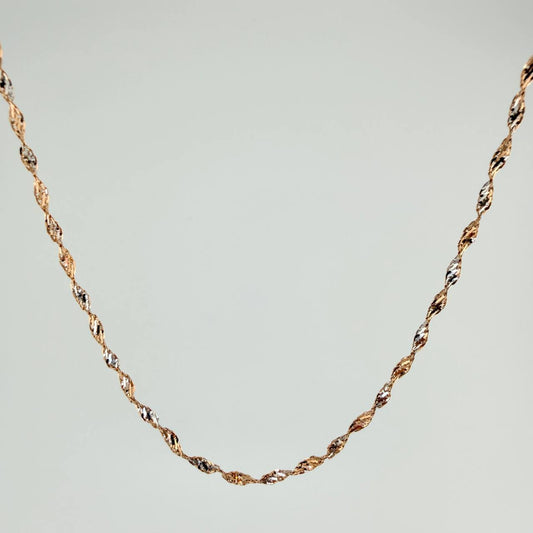 Cadena Singapur 2.7gr / 60cm / 1.2mm Dos Oros Blanco Rosa +3 18K %