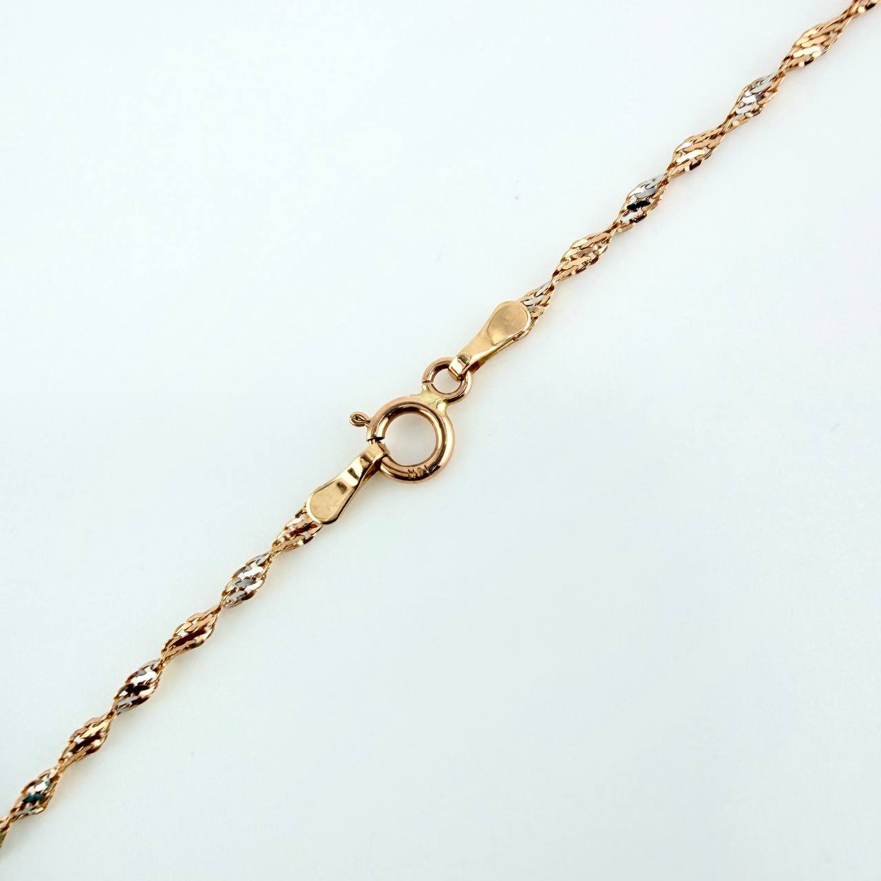 Cadena Singapur 2.7gr / 60cm / 1.2mm Dos Oros Blanco Rosa +3 18K %