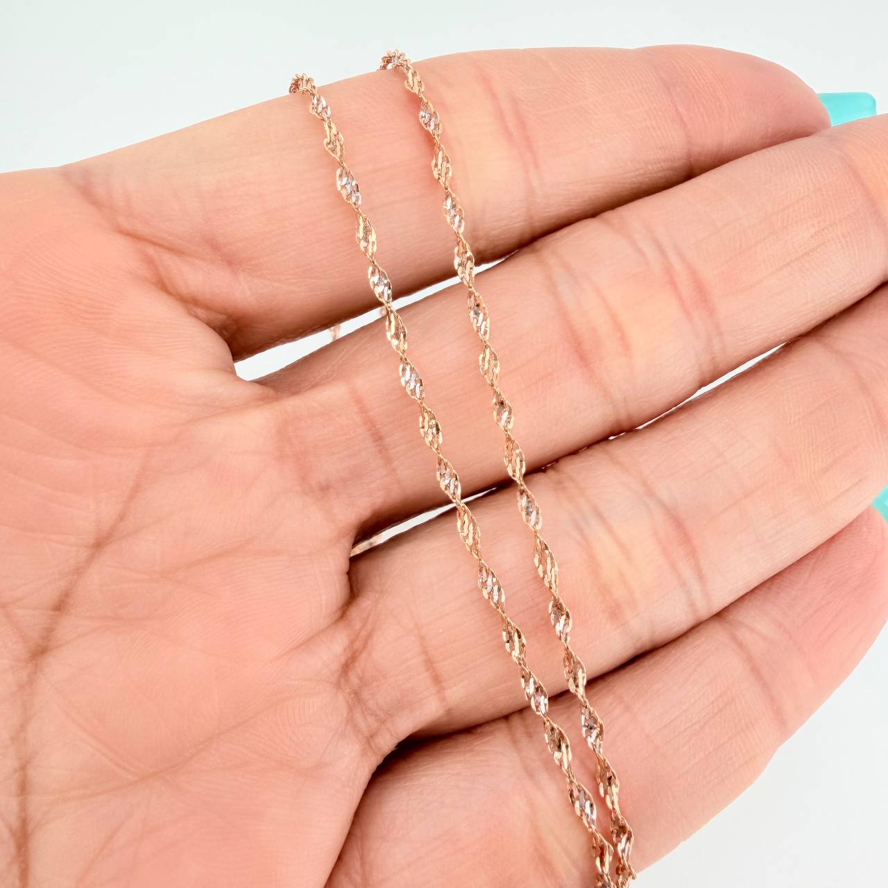 Cadena Singapur 2.7gr / 60cm / 1.2mm Dos Oros Blanco Rosa +3 18K %