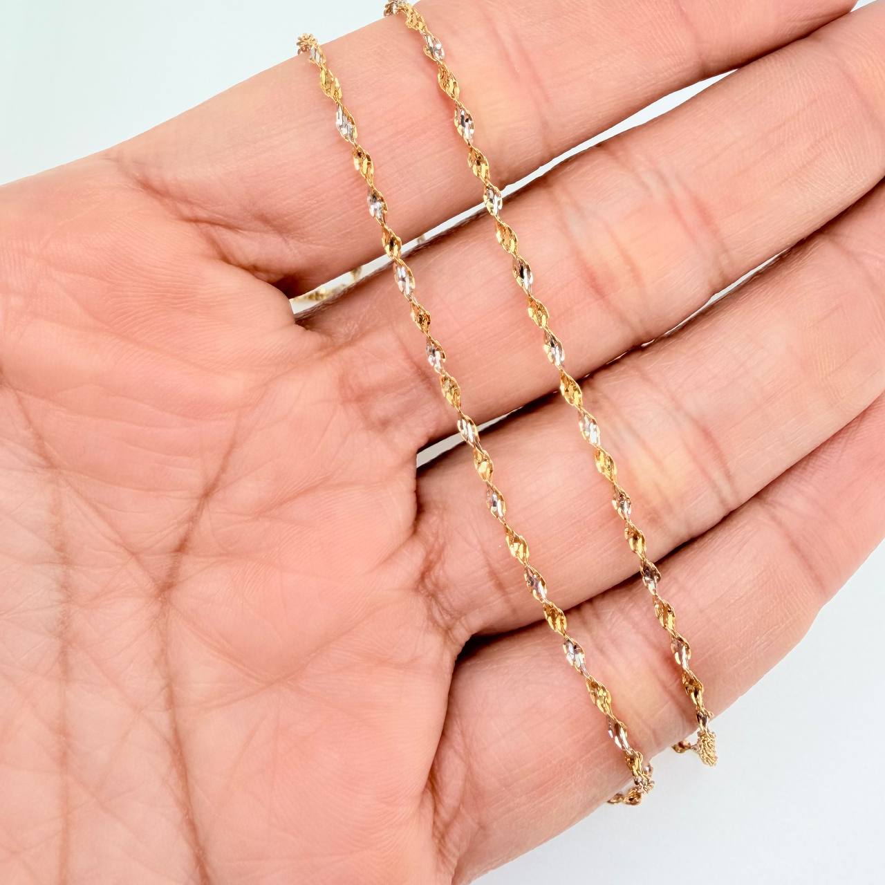 Cadena Singapur 2.85gr / 61cm / 1.25mm Dos Oros Amarillo Blanco +3 18K %