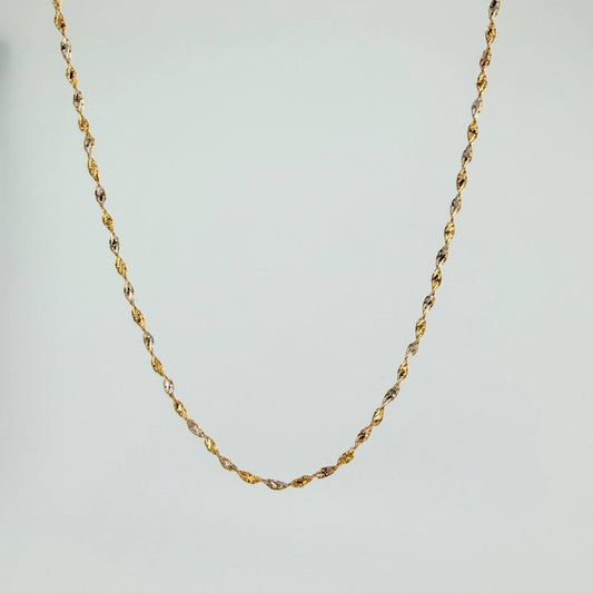 Cadena Singapur 2.85gr / 61cm / 1.25mm Dos Oros Amarillo Blanco +3 18K %